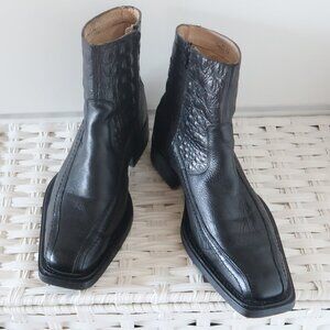 Filanto Black Leather Crocodile Embossed Ankle Boots Italy Men’s Size EU 42 US 9